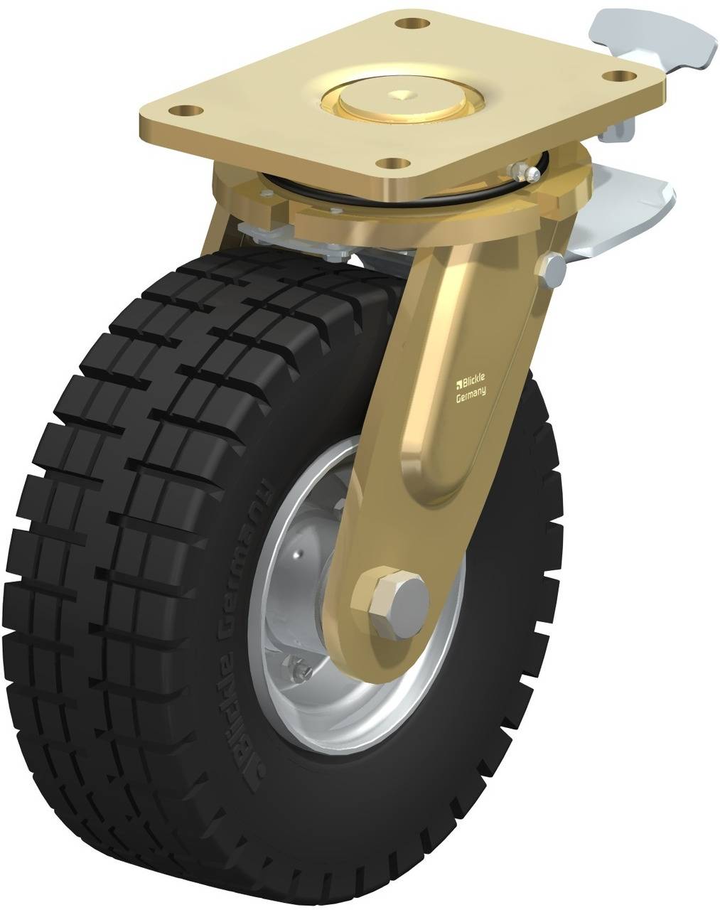 Blickle 747538 LS-VLE 255K-ST-RI4 Kółko skrętne z hamulcem Średnica koła: 250 mm Maksymalne obciążenie: 450 kg 1 szt. - obrazek 1