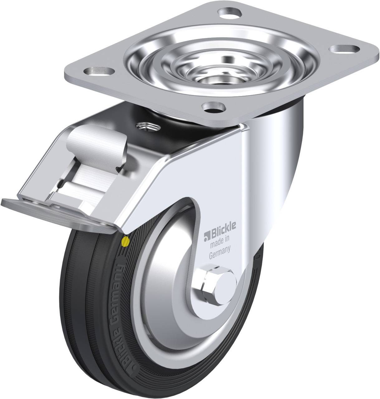 Blickle 233726 L-V 100R-FI-EL-FA Kółko skrętne z hamulcem Średnica koła: 100 mm Maksymalne obciążenie: 70 kg 1 szt. - obrazek 1