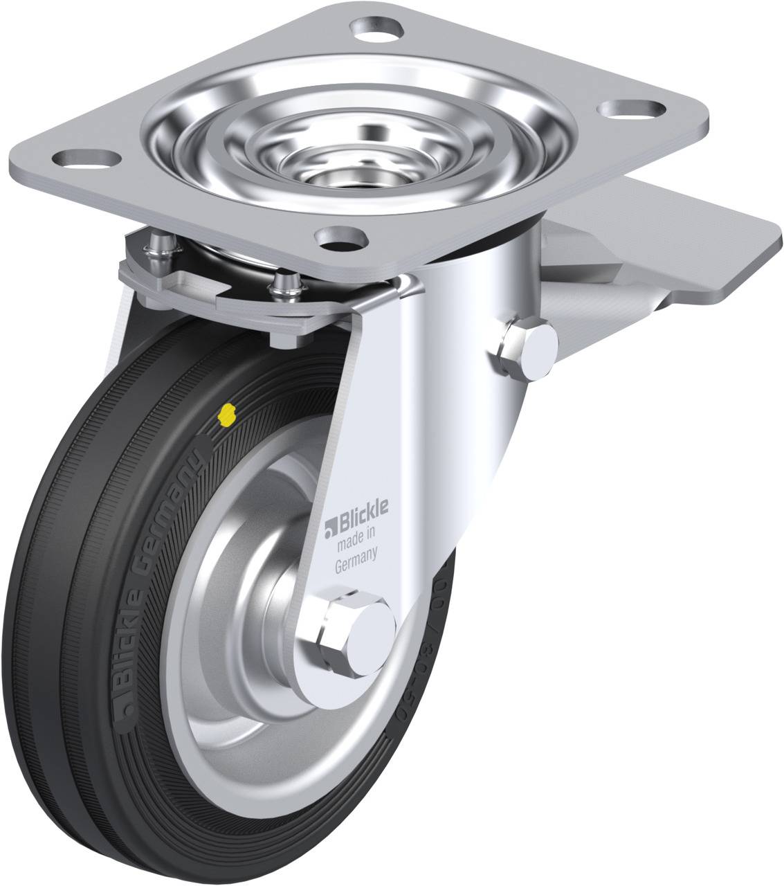 Blickle 78055 L-V 100R-ST-EL Kółko skrętne z hamulcem Średnica koła: 100 mm Maksymalne obciążenie: 70 kg 1 szt. - obrazek 1