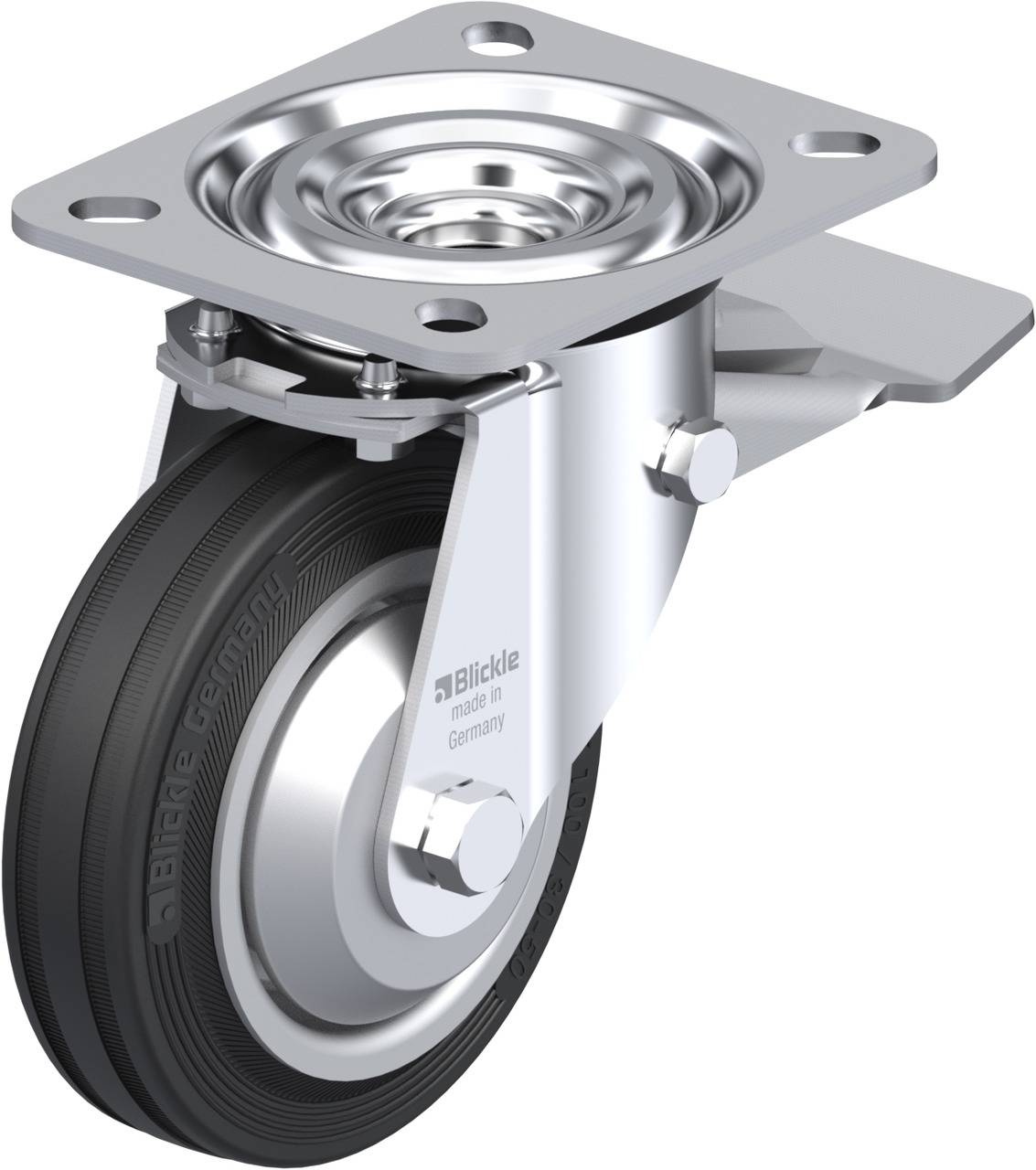 Blickle 58222 L-V 100R-ST-FA Kółko skrętne z hamulcem Średnica koła: 100 mm Maksymalne obciążenie: 70 kg 1 szt. - obrazek 1