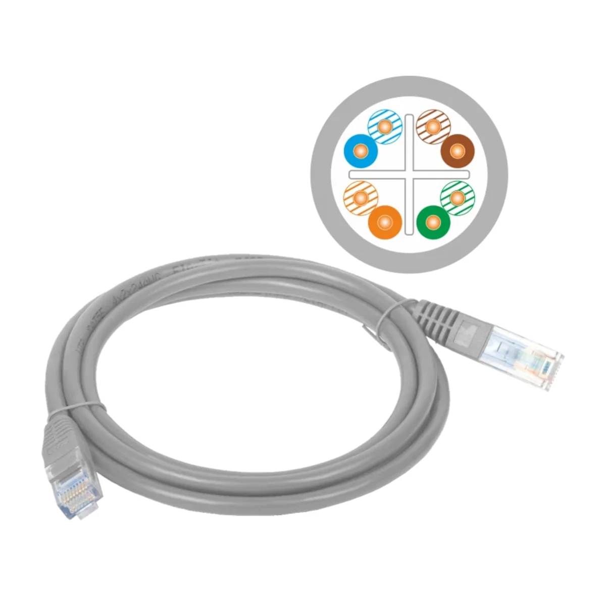 Patch-cord U/UTP kat.6 PVC 2.0m szary ALANTEC KKU6SZA2