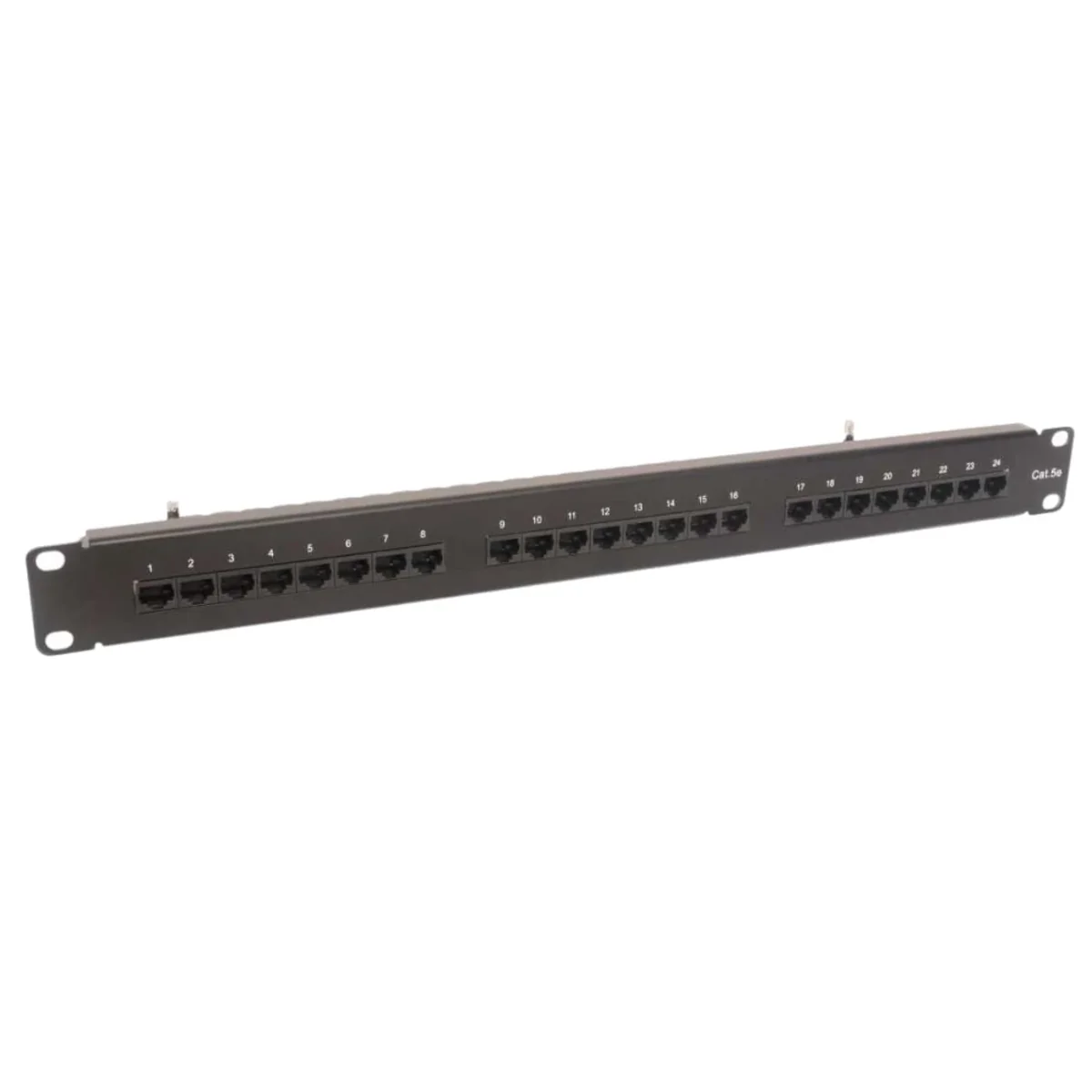Patch panel kat. 5e UTP 24 x RJ45 nieekranowany z półką czarny CCAS-PA5E-24UTP-O - obrazek 1