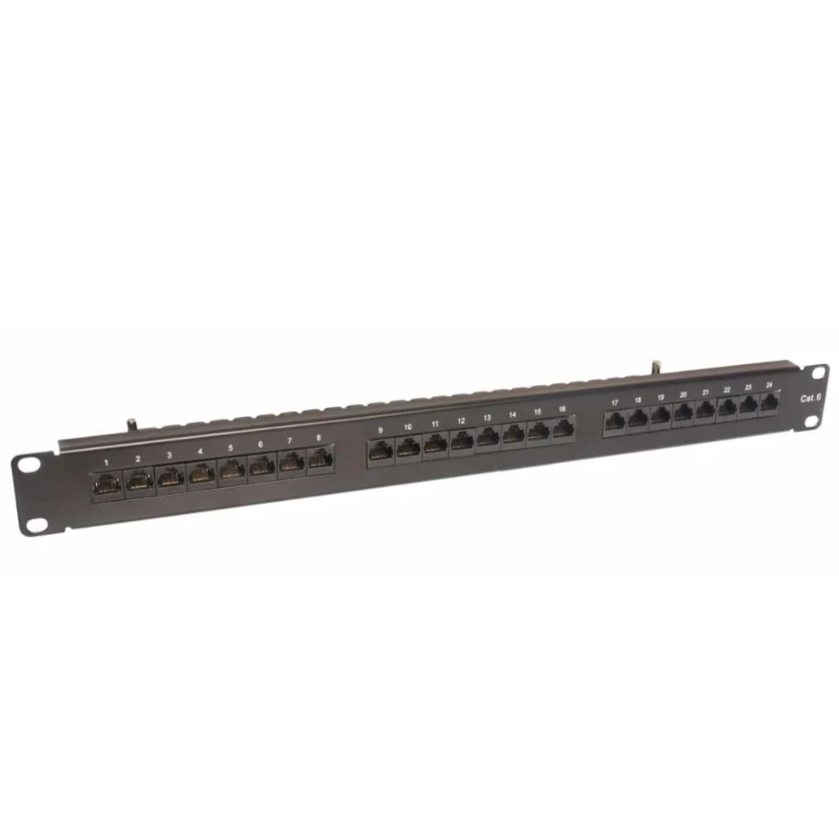 Patch panel kat. 6 UTP 24 x RJ-45 nieekranowany z półką czarny CCAS-PA6-24UTP-O - obrazek 1