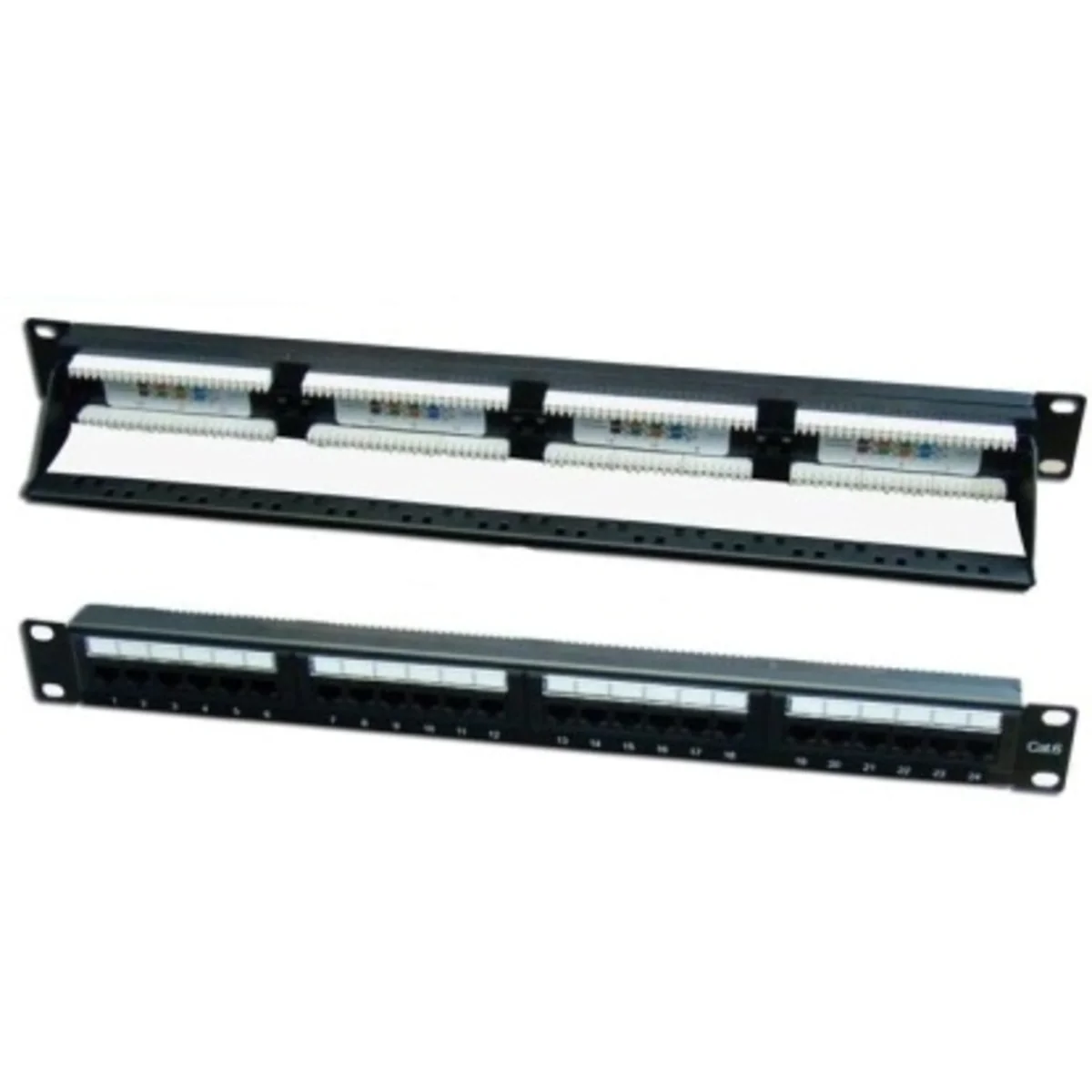 Patch panel UTP kat.6, 24 porty LSA z półką 1U ALANTEC PK001 - obrazek 1