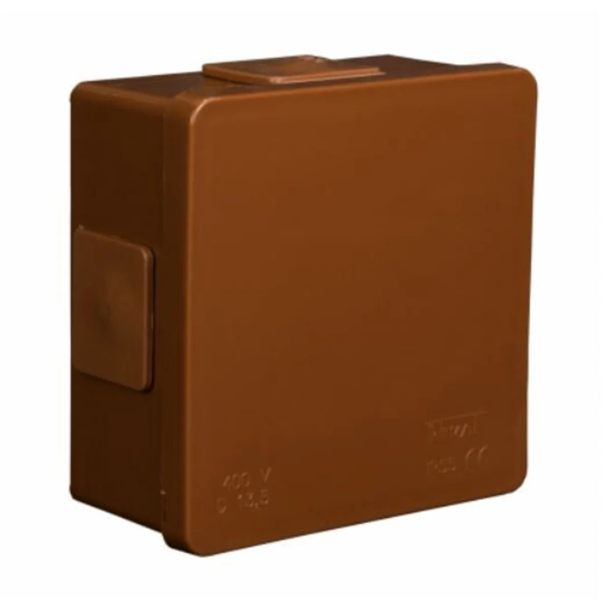 PF Puszka natynkowa z dławnicami gumowymi 4-wlotowa 86x86x40mm IP55 dekiel klik-klak brązowa 001-02