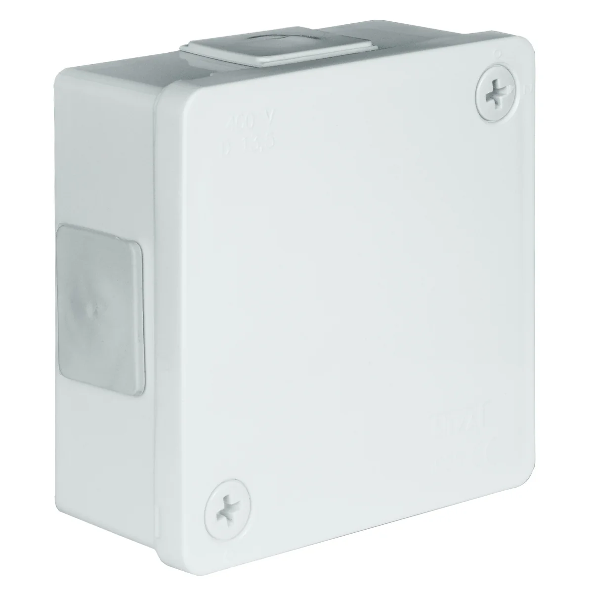 PF Puszka natynkowa z dławnicami gumowymi 4-wlotowa 86x86x40mm IP55 dekiel na 2 wkręty biała 021-01