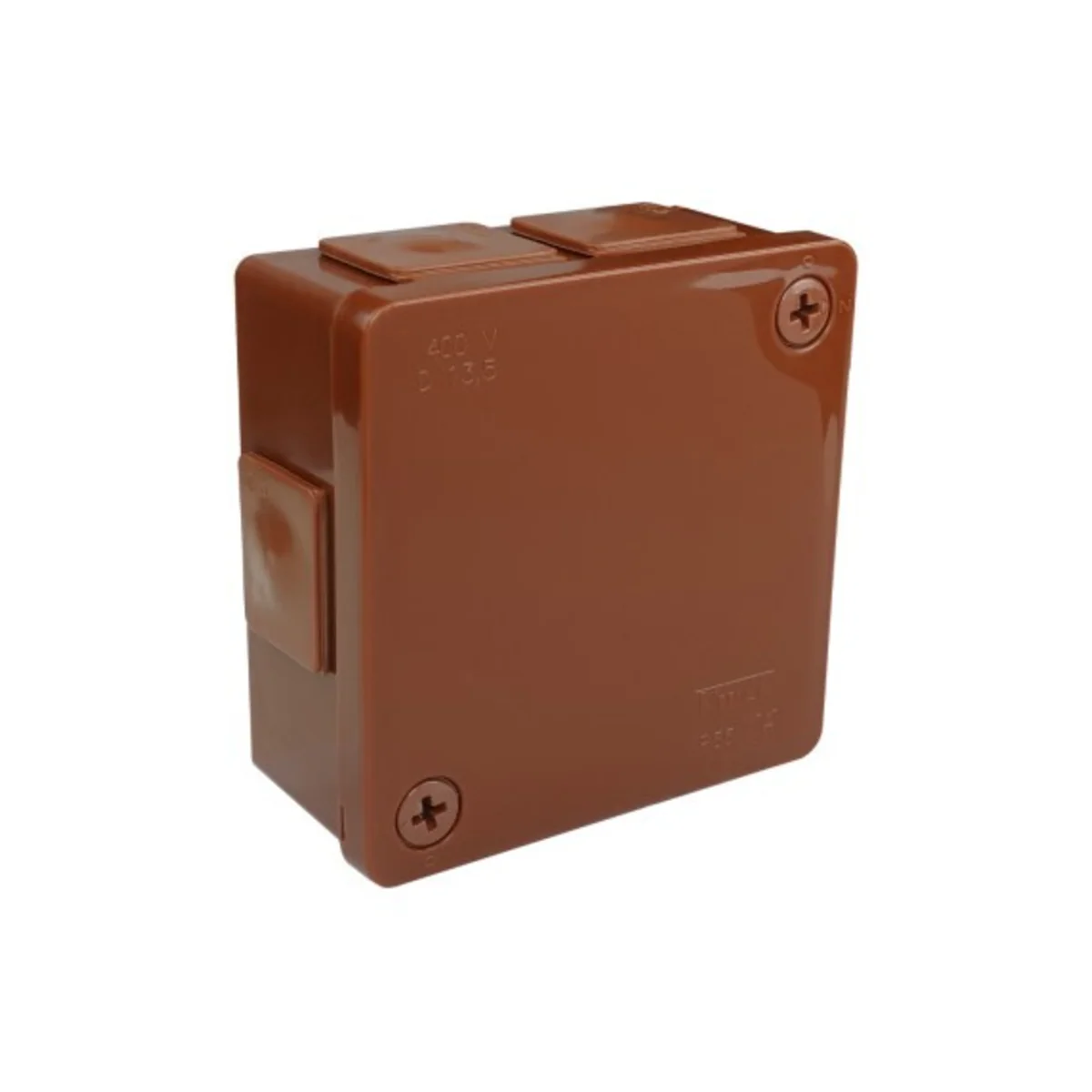 PF Puszka natynkowa z dławnicami gumowymi 6-wlotowa 86x86x40mm IP55 dekiel na 2 wkręty brązowa 022-02