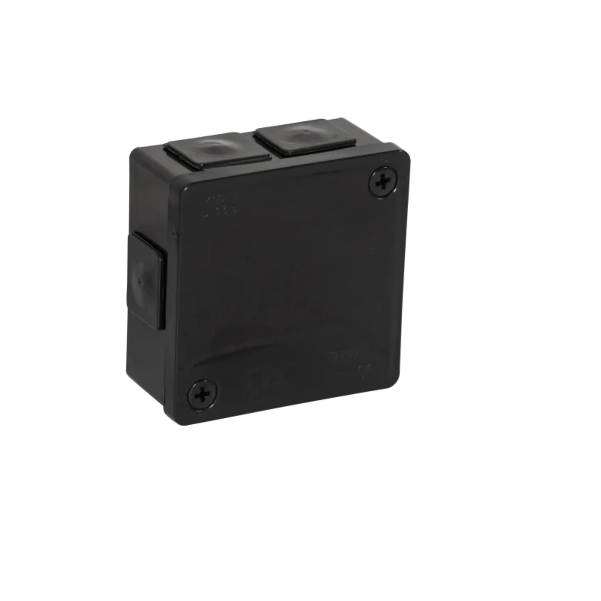 PF Puszka natynkowa z dławnicami gumowymi 6-wlotowa 86x86x40mm IP55 dekiel na 2 wkręty czarna 022-05