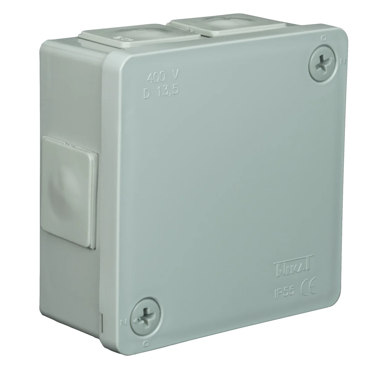 PF Puszka natynkowa z dławnicami gumowymi 6-wlotowa 86x86x40mm IP55 dekiel na 2 wkręty popiel 022-03