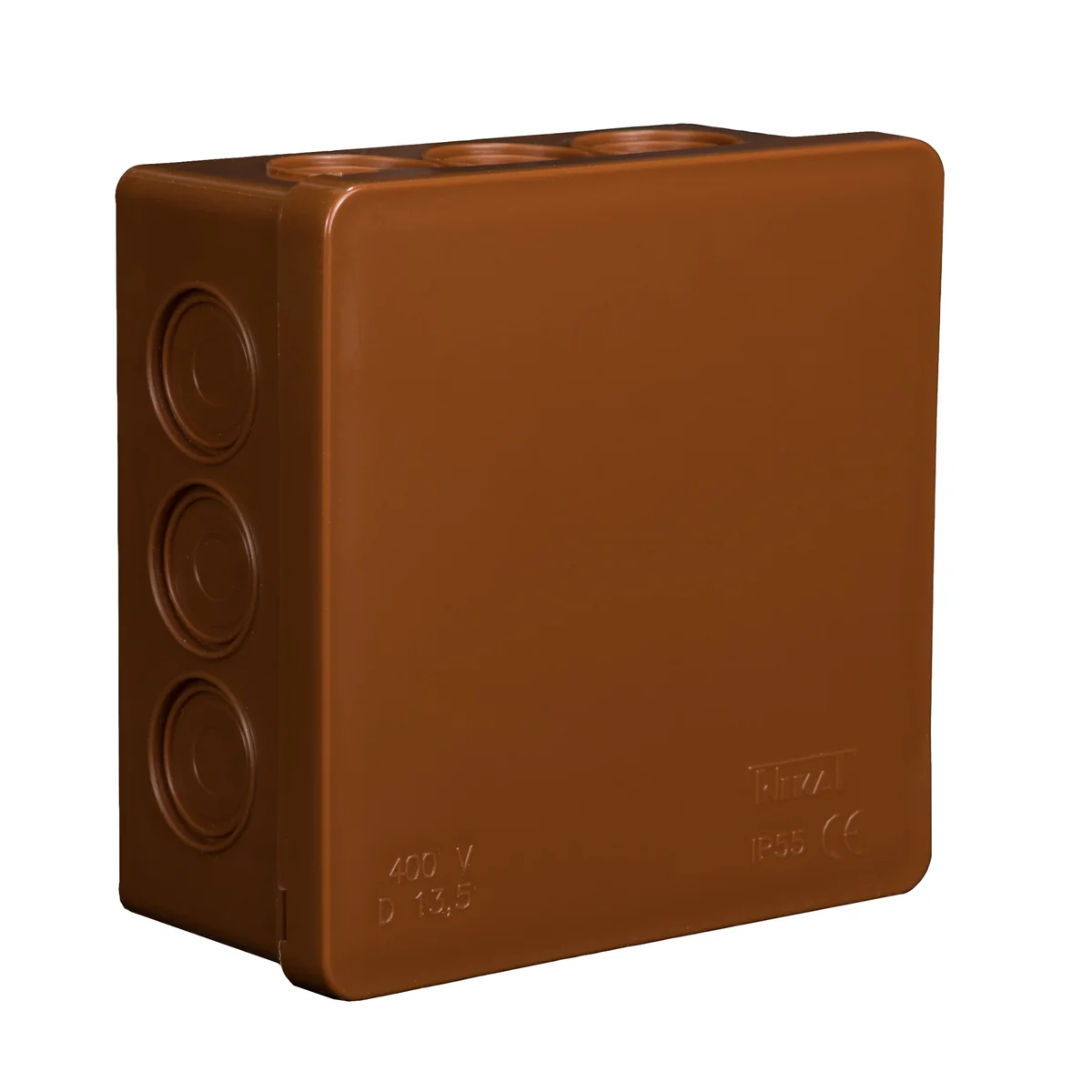 PF Puszka natynkowa z osłabieniami 12-wlotowa 86x86x40mm IP55 dekiel klik-klak brązowa 003-02 - obrazek 1