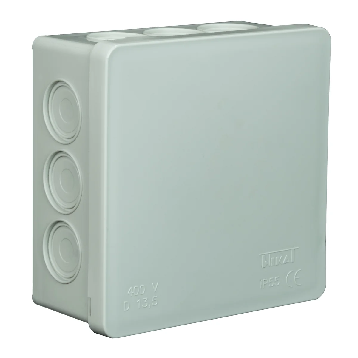 PF Puszka natynkowa z osłabieniami 12-wlotowa 86x86x40mm IP55 dekiel klik-klak popiel 003-03 - obrazek 1