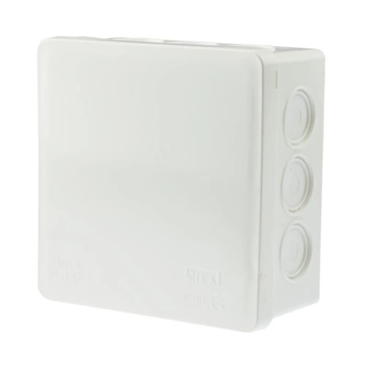 PF Puszka natynkowa z osłabieniami 12-wlotowa 86x86x40mm IP55 dekiel klik-klak z zaciskami biała 003-51 - obrazek 1
