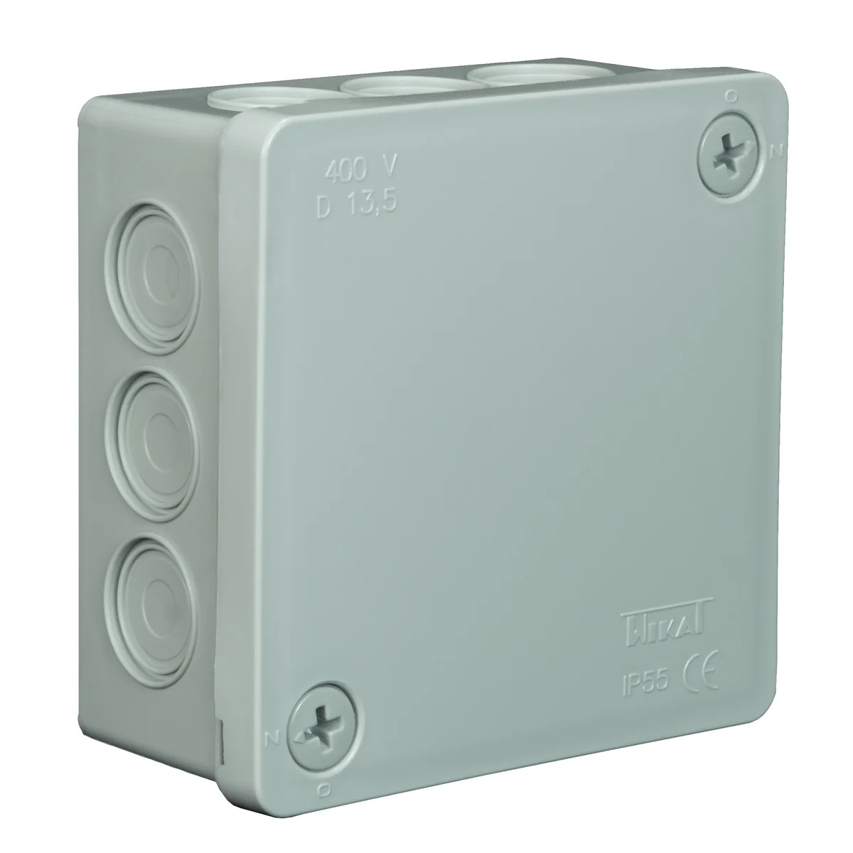 PF Puszka natynkowa z osłabieniami 12-wlotowa 86x86x40mm IP55 dekiel na 2 wkręty popiel 023-03 - obrazek 1