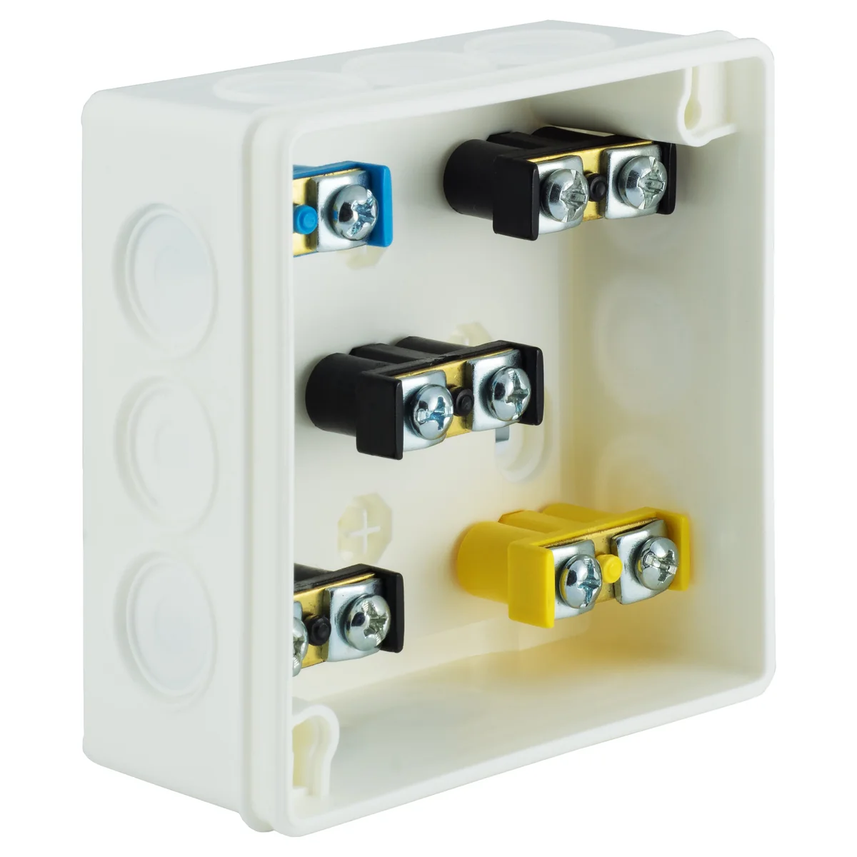PF Puszka natynkowa z osłabieniami 12-wlotowa 86x86x40mm IP55 dekiel na 2 wkręty z zaciskami biała 023-51 - obrazek 1