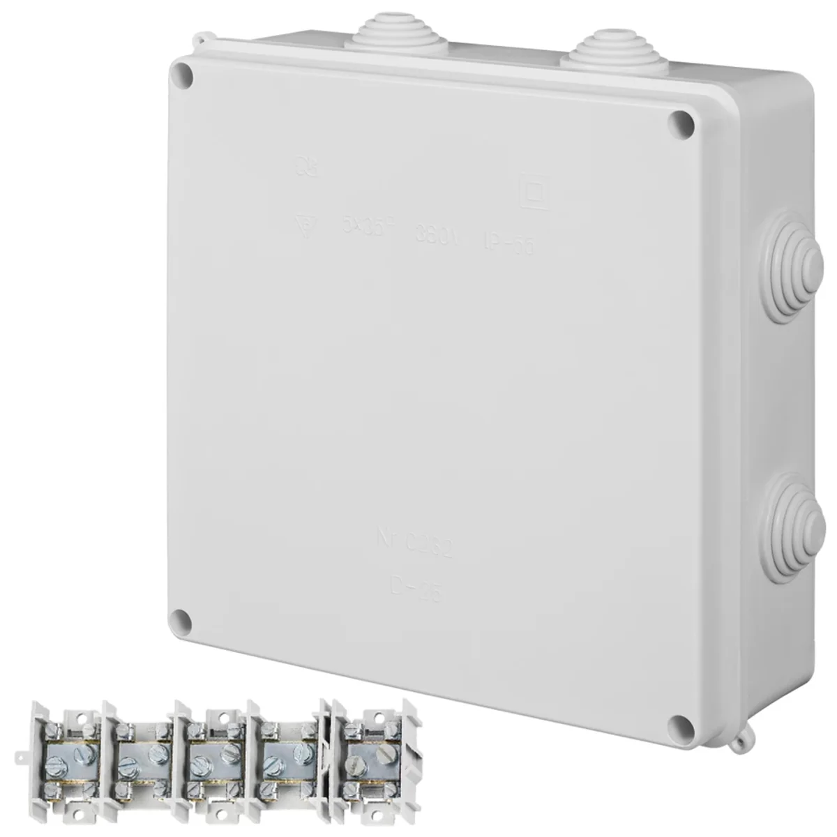 PK-8 puszka natynkowa z wkładem 5x35mm2 8 dławic IP 55 - kolor biały 0232-00 - obrazek 1