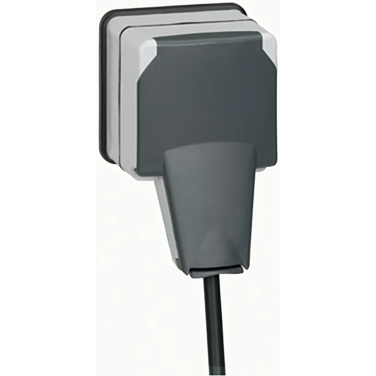 PLEXO IP66 GNIAZDO 2P+Z Z KLAPKĄ BLOKUJĄCĄ WTYCZKĘ 16 A – 250V~ – KOMPLET NATYNKOWY 090465