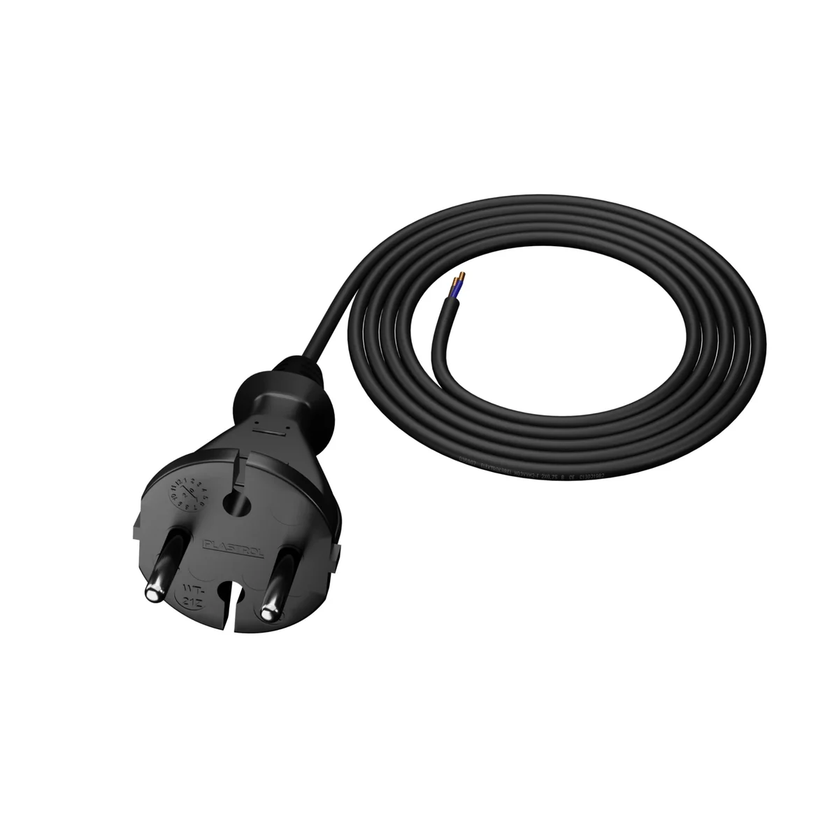 PP-21/2M/2X1/H05RR Przewód przyłączeniowy z wtyczką prostą IP20; 2x1; H05RR; 2m; czarny W-97187 - obrazek 1