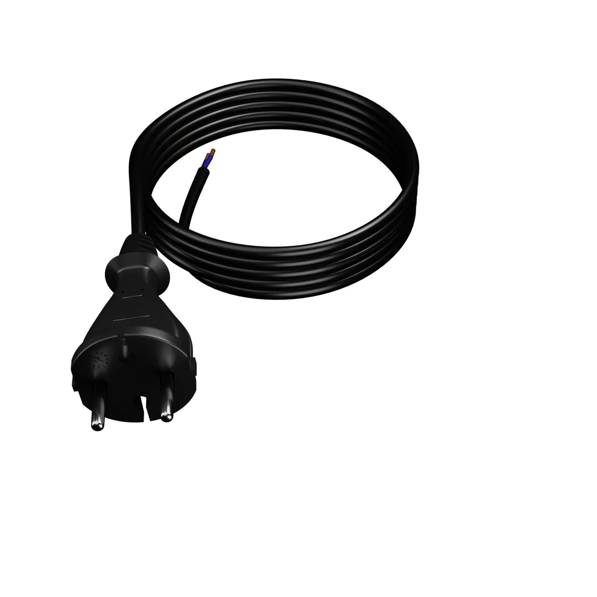 PP-21/4M/2X1/H05RR Przewód przyłączeniowy z wtyczką prostą IP20; 2x1; H05RR; 4m; czarny W-97189 - obrazek 1