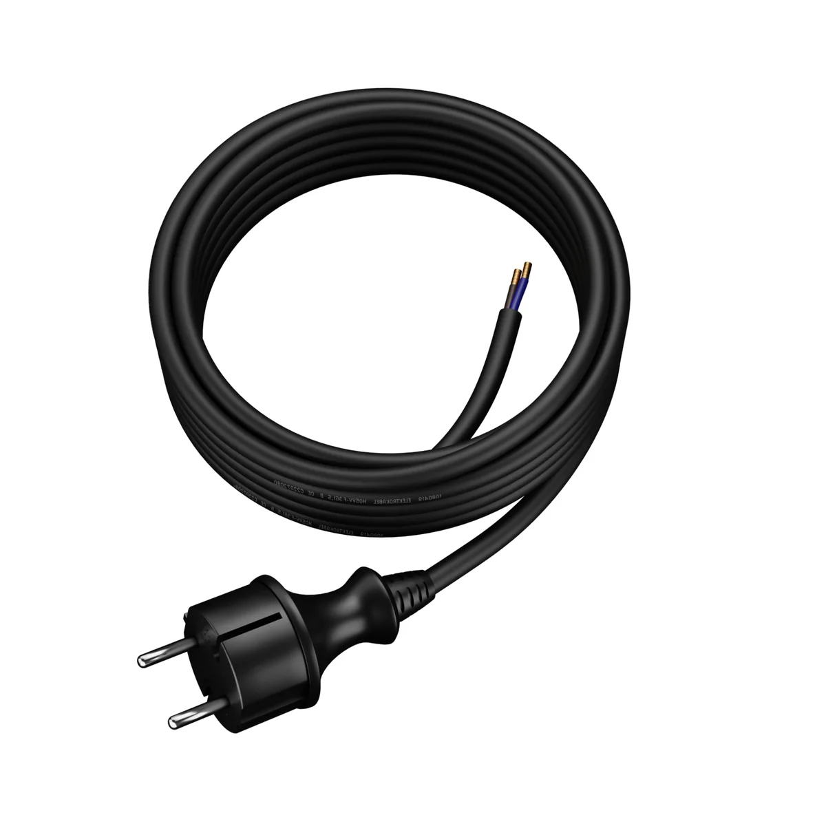 PP-40H/5M/2X1,5/H07RN Przewód przyłączeniowy z wtyczką prostą IP44; 2x1,5; H07RN-F; 5m; czarny W-97201 - obrazek 1