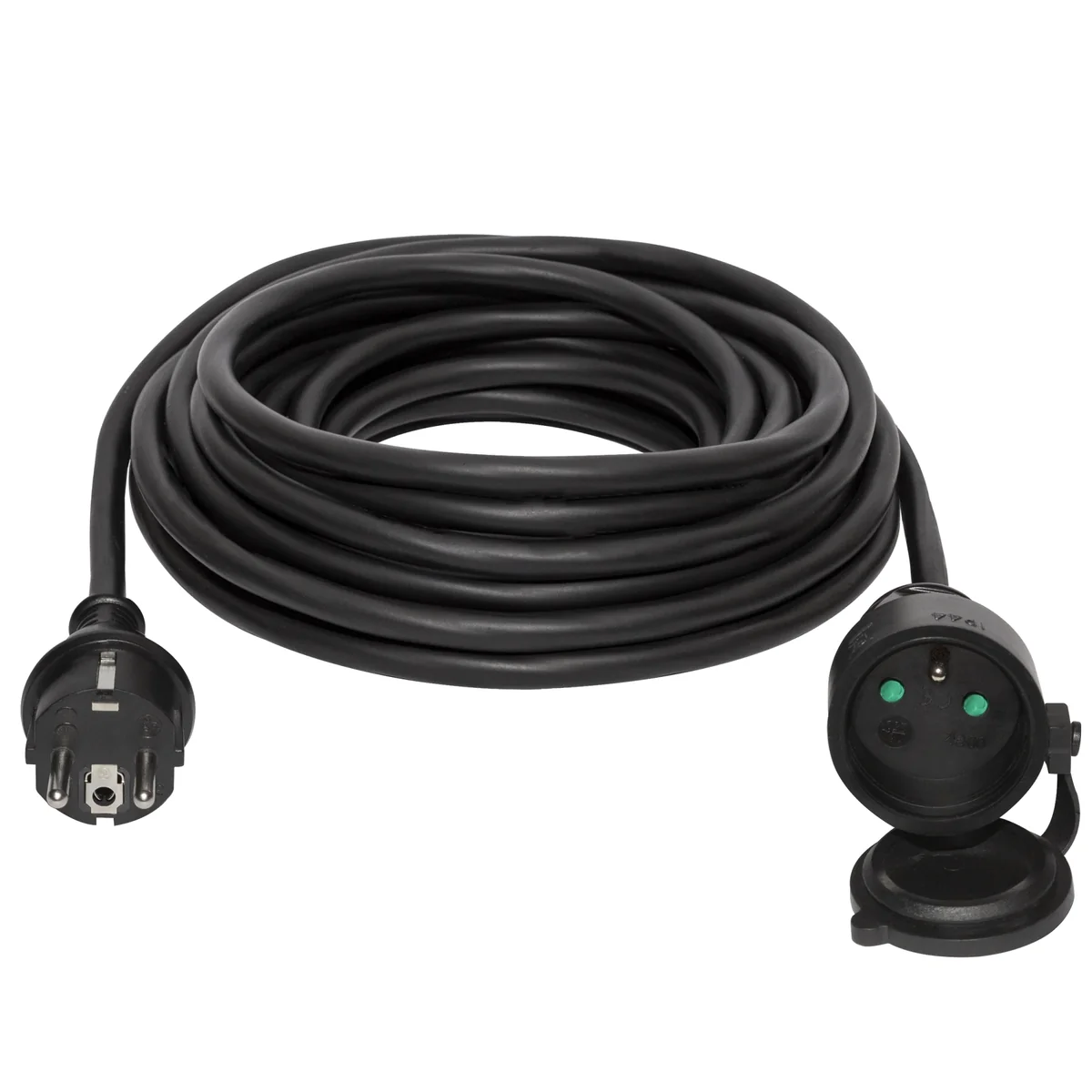 Przedłużacz 1-krotny, 1x2P+Z gumowy czarny H05RR-F 3x2,5mm² - 10m 250V~/16A IP-44 PSK-1010G-2,5 PSK-1010G-2,5 - obrazek 1