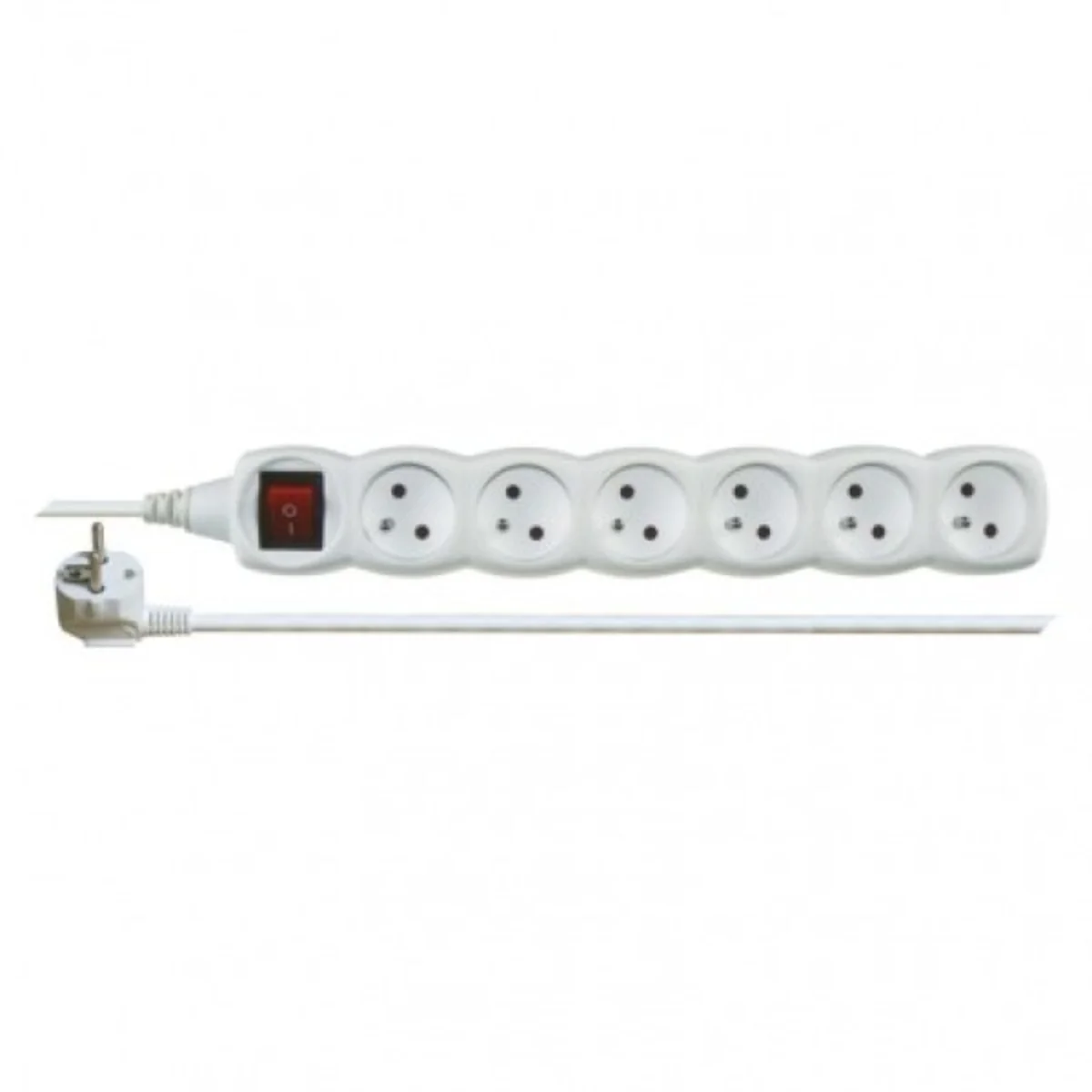 Przedłużacz 2 m / 6 gniazd / z wyłącznikiem / biały / PVC / 1 mm2 P1612 - obrazek 1