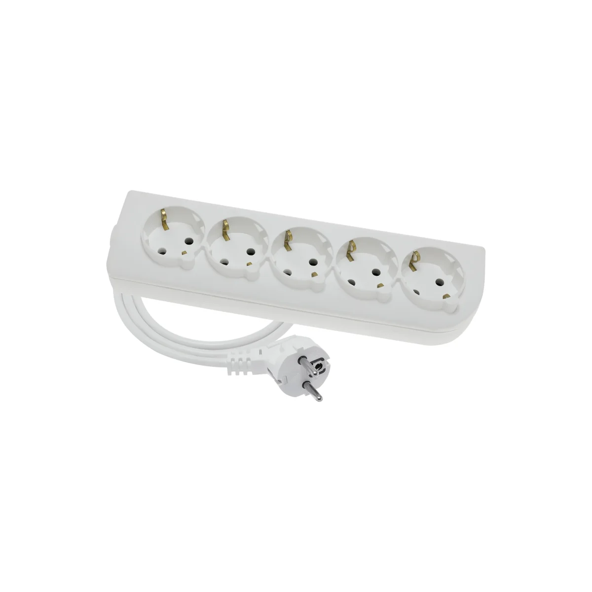 Przedłużacz 5-krotny, 5x2P+Z biały schuko H05VV-F 3x1mm² 250V~/10A - 2m z zalewaną wtyczką kątową UNISCHUKO, PSCH-502 PSCH-502 - obrazek 1