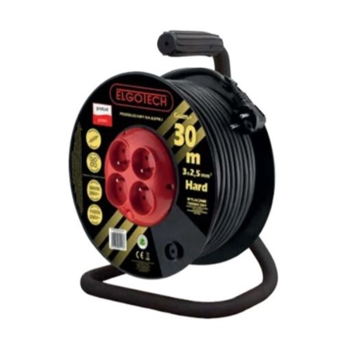 Przedłużacz bębnowy HARD 4 gniazda z/u 25mm H05RR-F 3x2,5 czarny PZB-40-25G/2,5 - obrazek 1