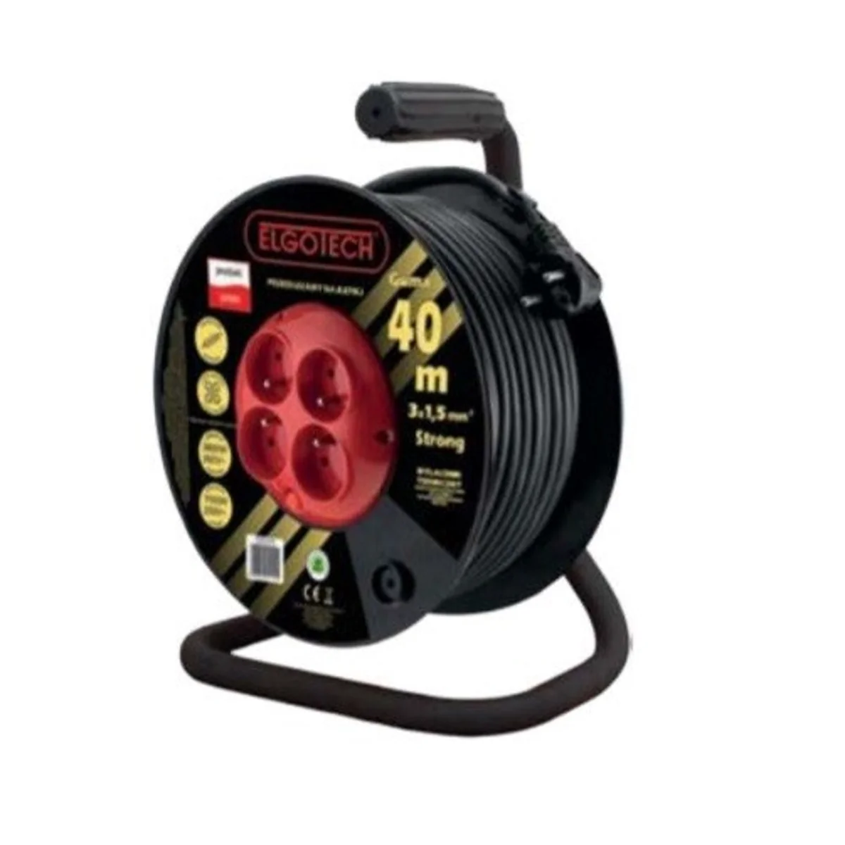Przedłużacz bębnowy STRONG 4 gniazda z/u 25mm H05RR-F 3x1,5 czarny PZB-40-25G - obrazek 1