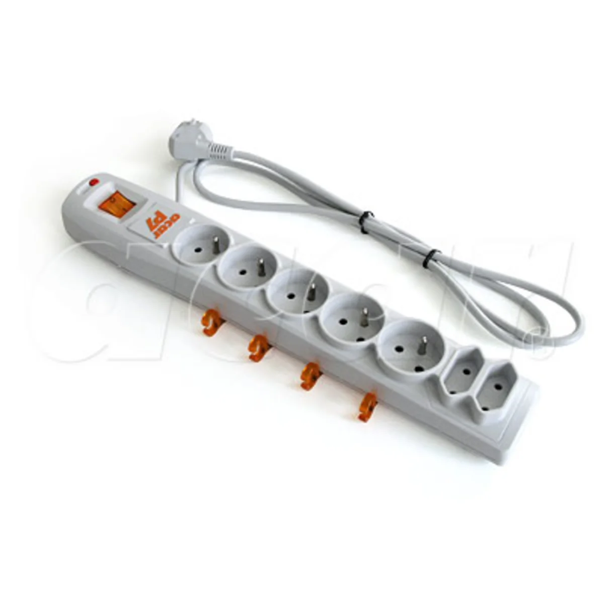 Przedłużacz przeciwprzepięciowy 5 gniazd z/u 2 gniazda b/u 3m H05VV-F 3x1 szary HSK.P7/3M - obrazek 1