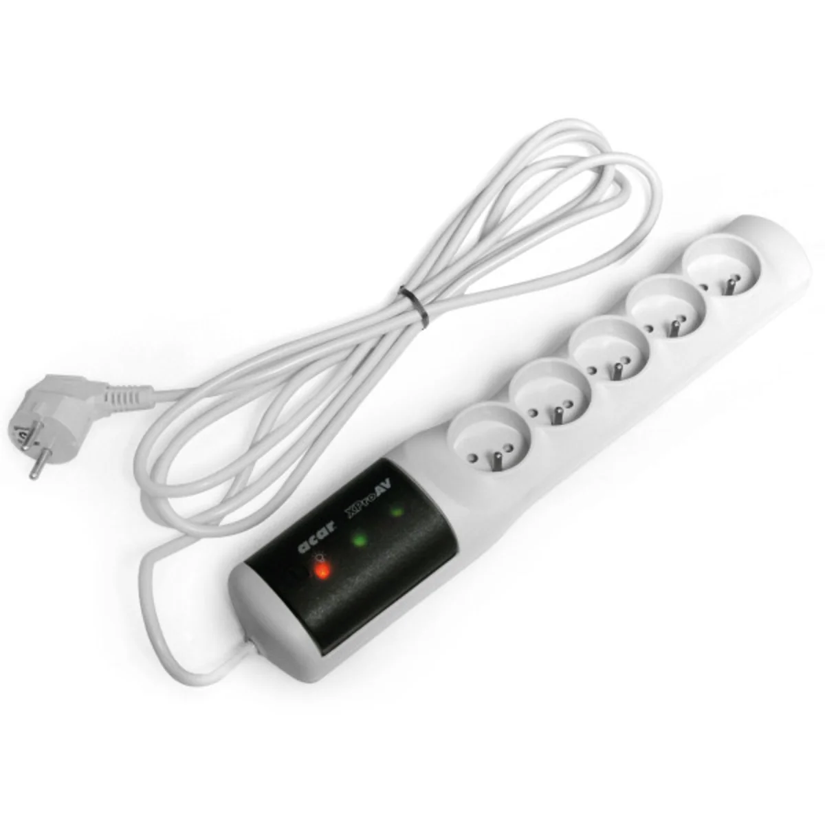 Przedłużacz przeciwprzepięciowy 5 gniazd z/u wyłącznik 3m H05VV-F 3x1 szary HSK.AV/3M - obrazek 1