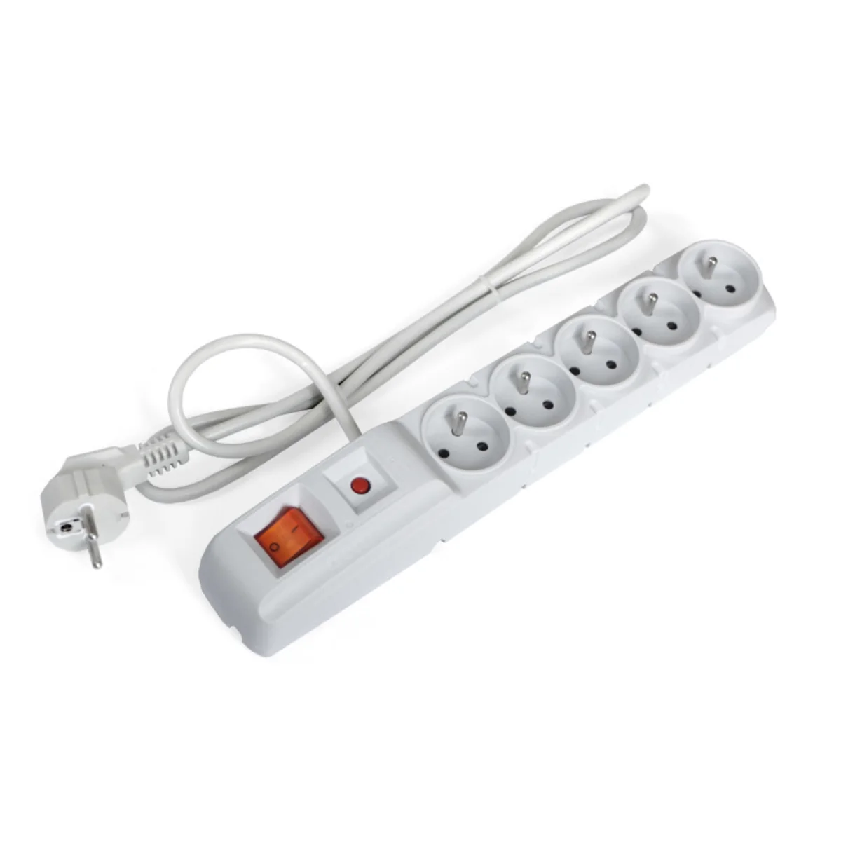 Przedłużacz przeciwprzepięciowy 5 gniazd z/u wyłącznik 5m H05VV-F szary HSK.F5/5M.SZARY - obrazek 1