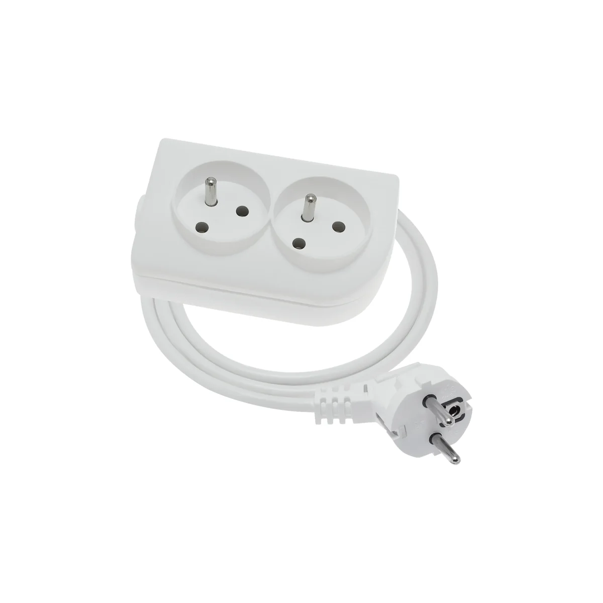Przedłużacz przenośny 2-krotny, 2x2P+Z biały 250V~/10A 3x1mm² PVC- 6m z zalewaną wtyczką kątową UNISCHUKO i otworem do montażu, Classic PSN-206 PSN-206 - obrazek 1