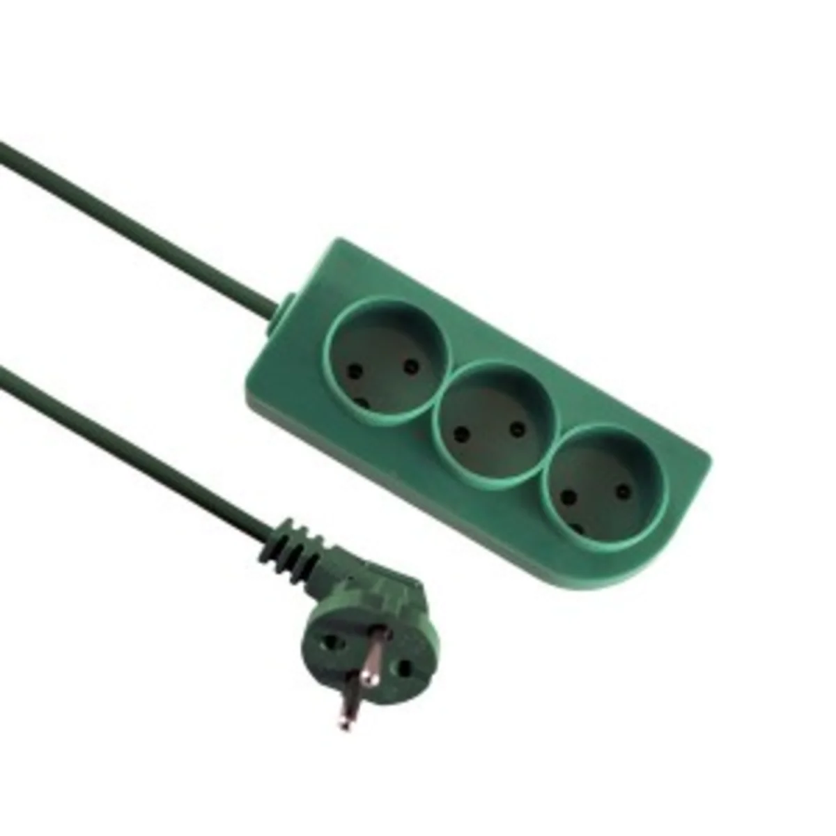 Przedłużacz przenośny 3-krotny, 3x2P zielony 250V~/10A 2x1mm² PVC- 1,5m z zalewaną wtyczką kątową i otworami do montażu Classic PSN-31,5-7 PSN-31,5-7 - obrazek 1