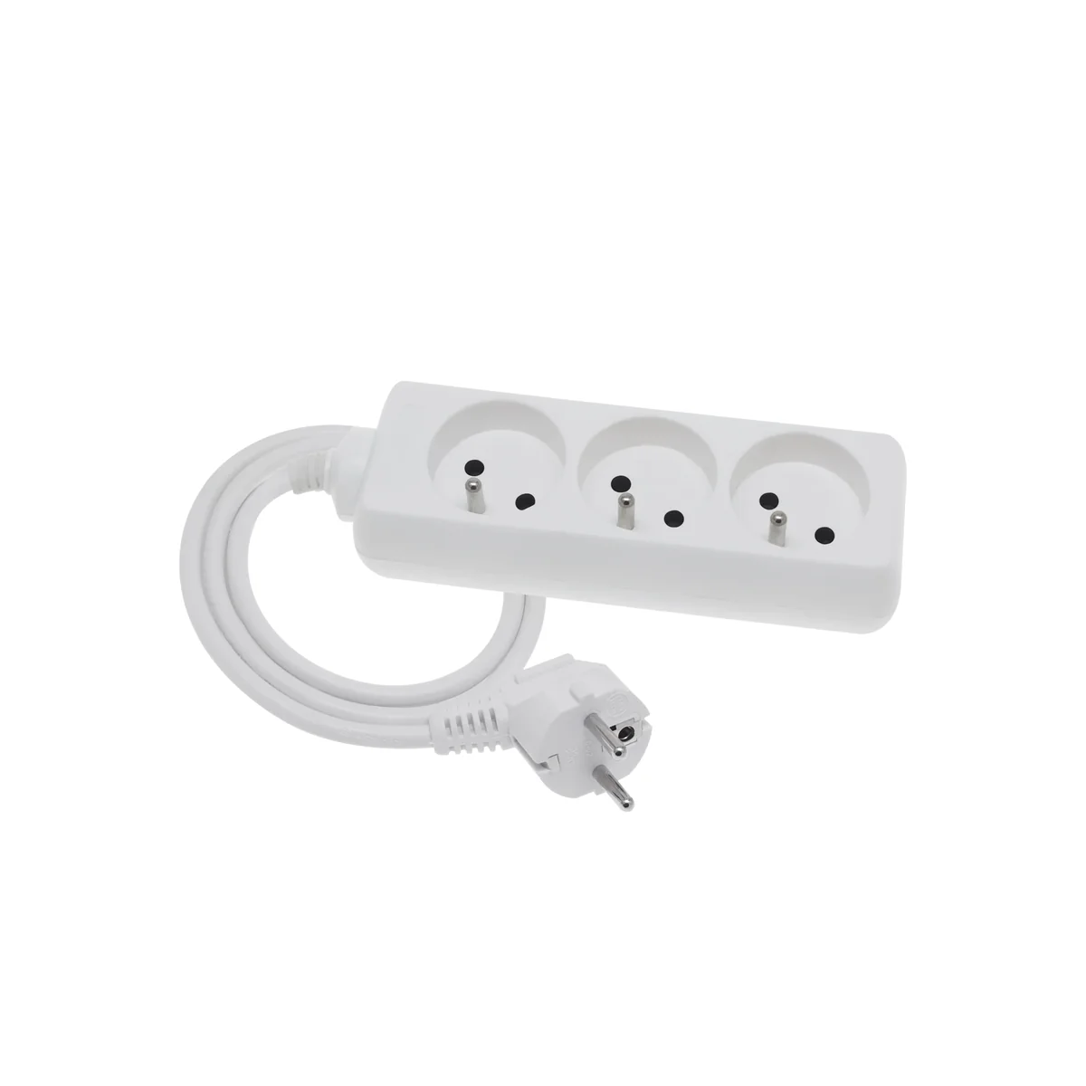 Przedłużacz przenośny 3-krotny, 3x2P+Z biały 250V~/10A 3x1mm² PVC - 2m z zalewaną wtyczką kątową UNISCHUKO, Economic EPS-302 EPS-302 - obrazek 1
