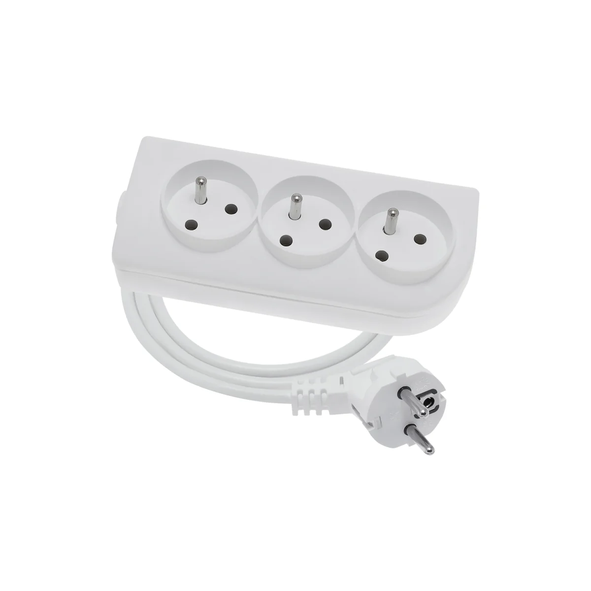 Przedłużacz przenośny 3-krotny, 3x2P+Z biały 250V~/16A 3x1,5mm² PVC - 3m z zalewaną wtyczką kątową UNISCHUKO i otworami do montażu, Classic PSN-303-1,5 PSN-303-1,5 - obrazek 1