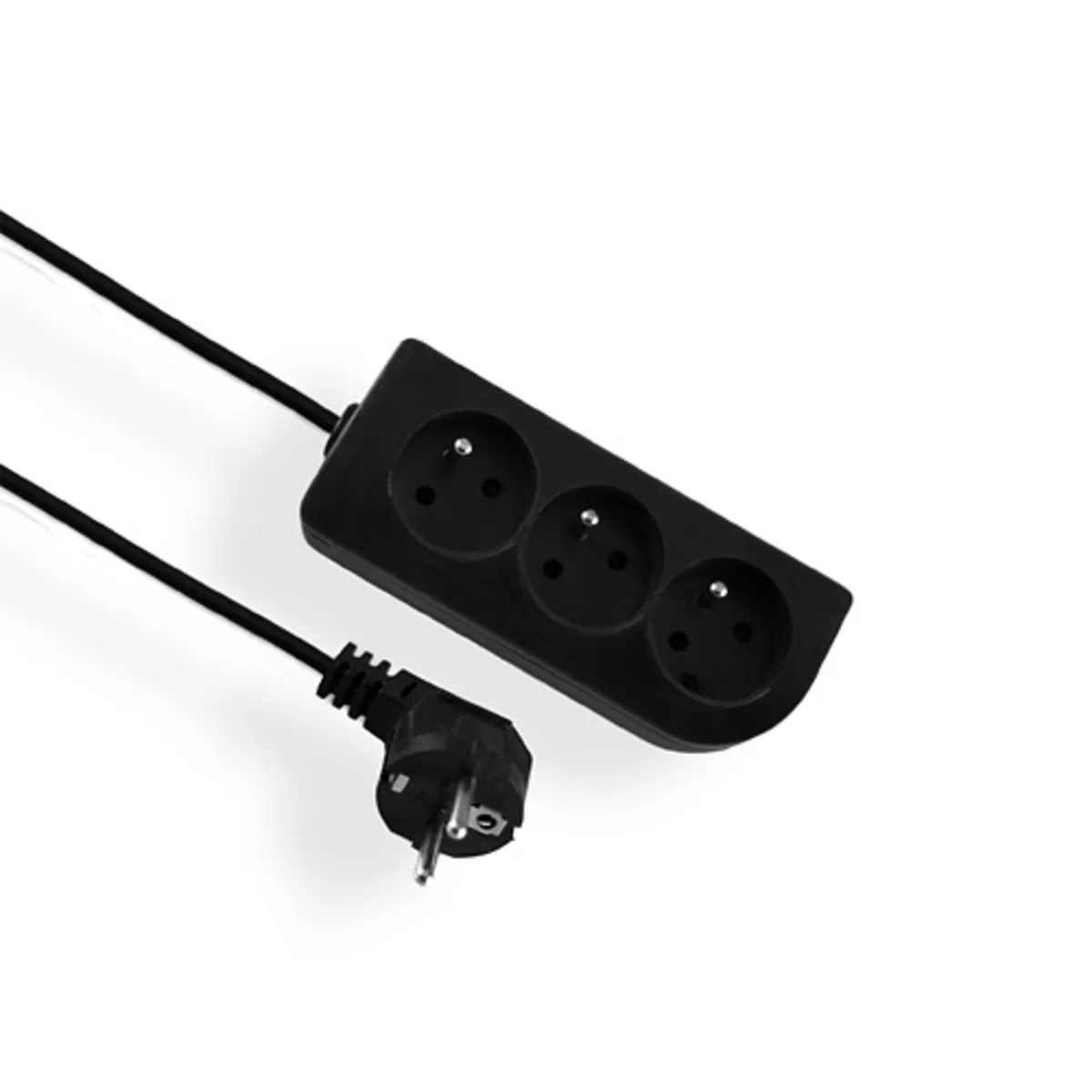 Przedłużacz przenośny 3-krotny, 3x2P+Z czarny 250V~/10A 3x1mm² PVC - 10m z zalewaną wtyczką kątową UNISCHUKO, Economic EPS-3010-2 EPS-3010-2 - obrazek 1