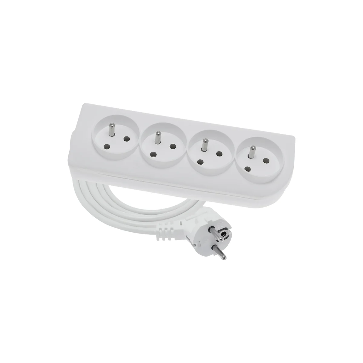 Przedłużacz przenośny 4-krotny, 4x2P+Z biały 250V~/10A 3x1mm² PVC- 10m z zalewaną wtyczką kątową UNISCHUKO i otworami do montażu, Classic PSN-4010 PSN-4010 - obrazek 1