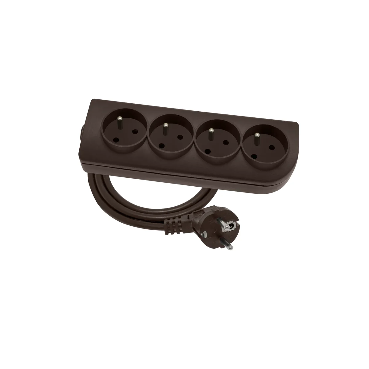 Przedłużacz przenośny 4-krotny, 4x2P+Z brązowy 250V~/10A 3x1mm² PVC- 3m z zalewaną wtyczką kątową UNISCHUKO i otworami do montażu, Classic PSN-403-3 PSN-403-3 - obrazek 1