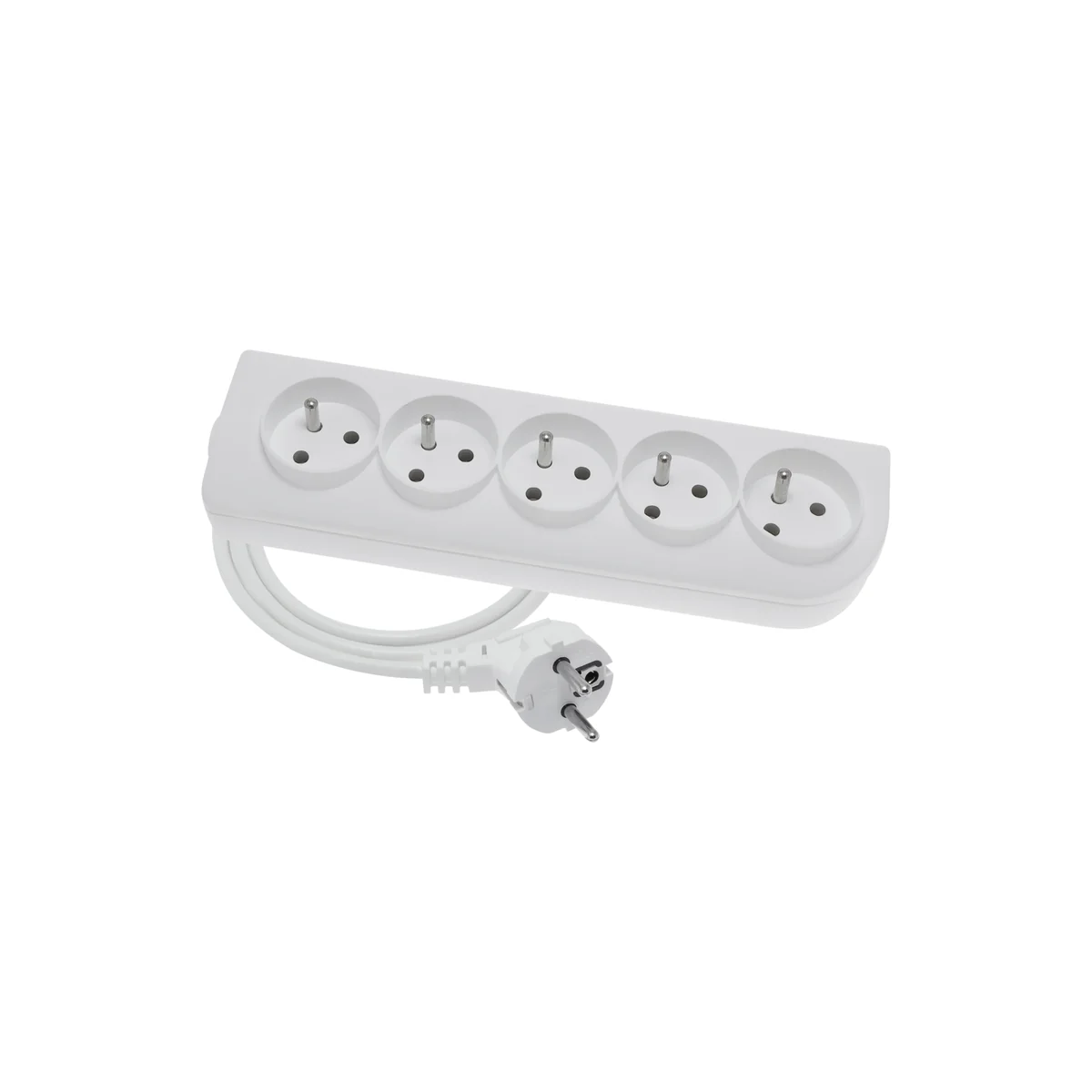 Przedłużacz przenośny 5-krotny, 5x2P+Z biały 250V~/10A 3x1mm² PVC- 6m z zalewaną wtyczką kątową UNISCHUKO i otworami do montażu, Classic PSN-506 PSN-506 - obrazek 1