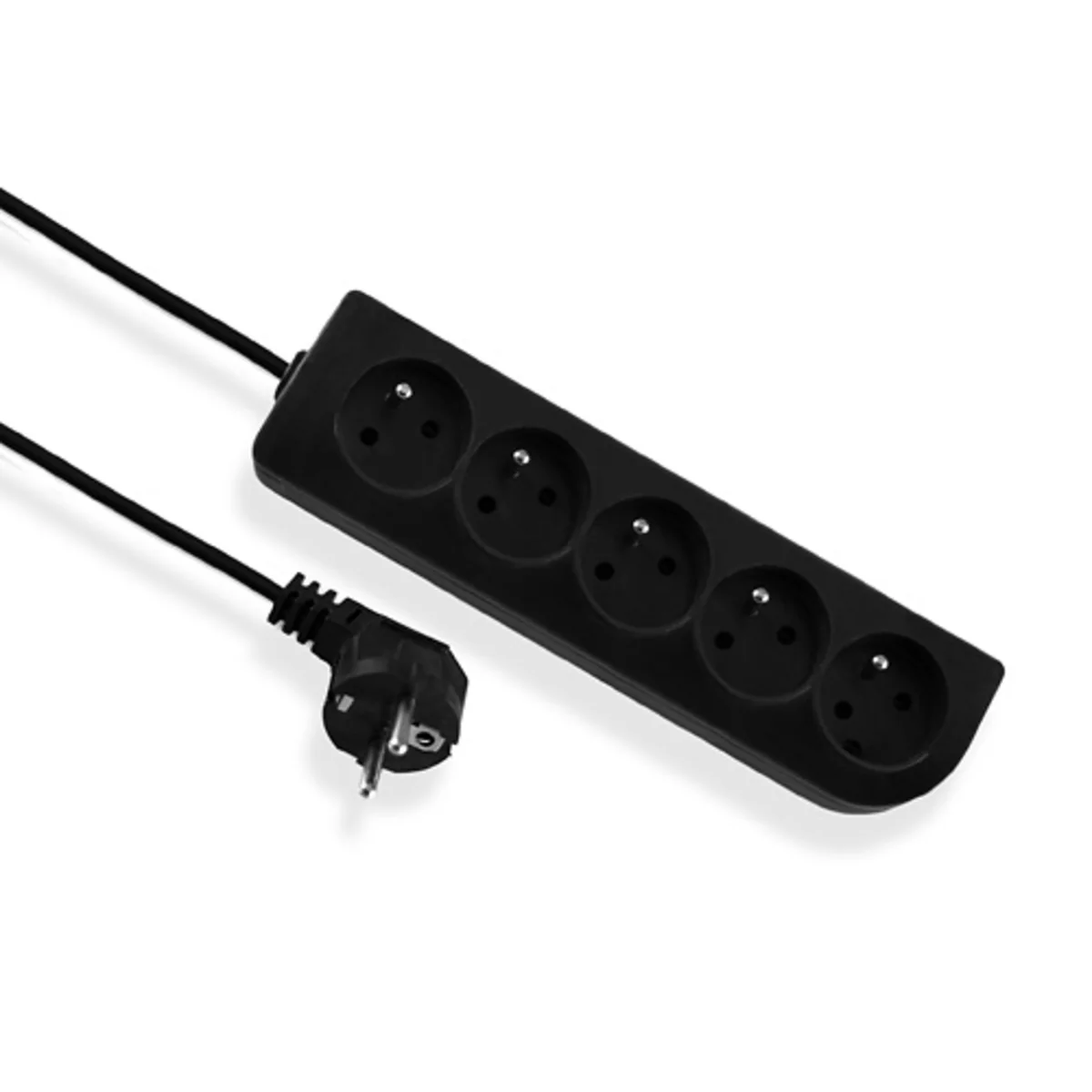 Przedłużacz przenośny 5-krotny, 5x2P+Z czarny 250V~/10A 3x1mm² PVC - 5m z zalewaną wtyczką kątową UNISCHUKO, Economic EPS-505-2 - obrazek 1