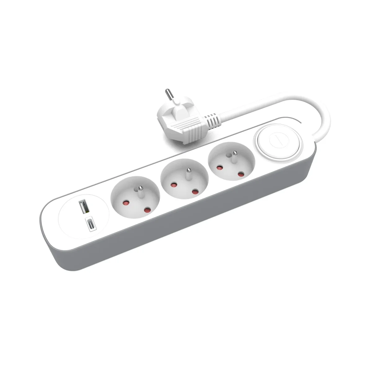 Przedłużacz stały z trzykrotnym gniazdem wtyczkowym i włącznikiem oraz gniazdami USB A USB C 1,5m W-30000 - obrazek 1