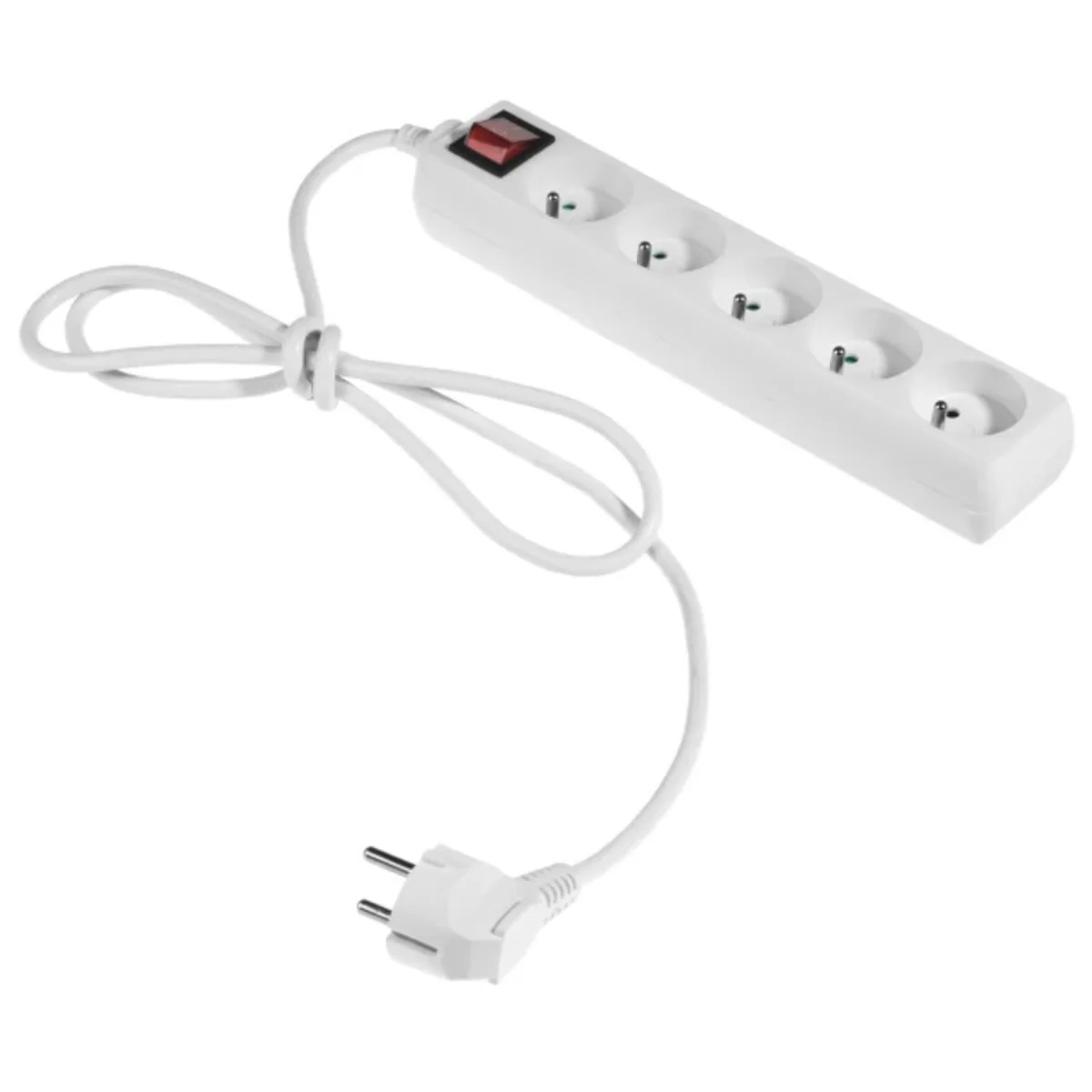 Przedłużacz z pięciokrotnym gniazdem z wyłącznikiem;ECO 5X2p+z 10A 1,5m biały W-97495 - obrazek 1