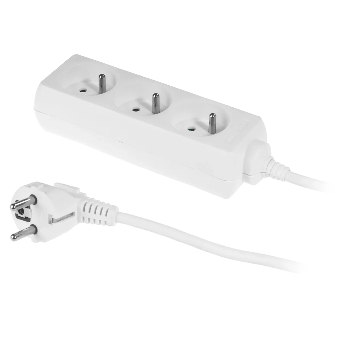 Przedłużacz z trzykrotnym gniazdem ;ECO 3X2p+Z 10A 3m biały W-97475 - obrazek 1