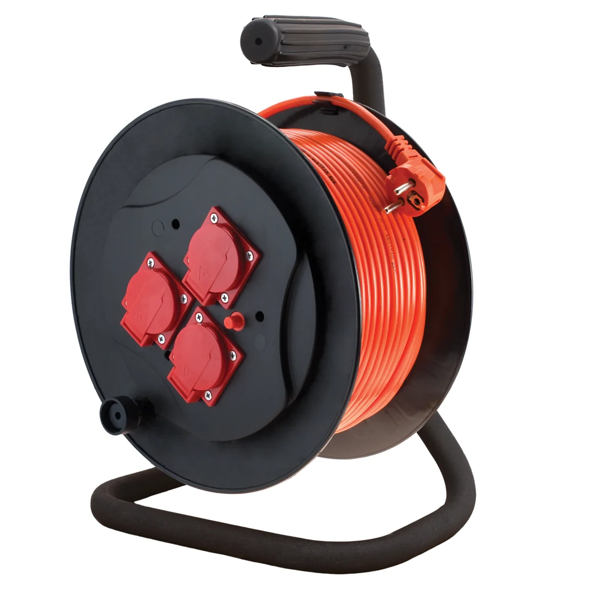 Przedłużacz zwijany na bębnie 3x2P+Z pomarańczowy PVC 3x1,5mm² - 40m MAX.3600W z zabezpieczeniem termicznym PZB-111-40Y PZB-111-40Y - obrazek 1