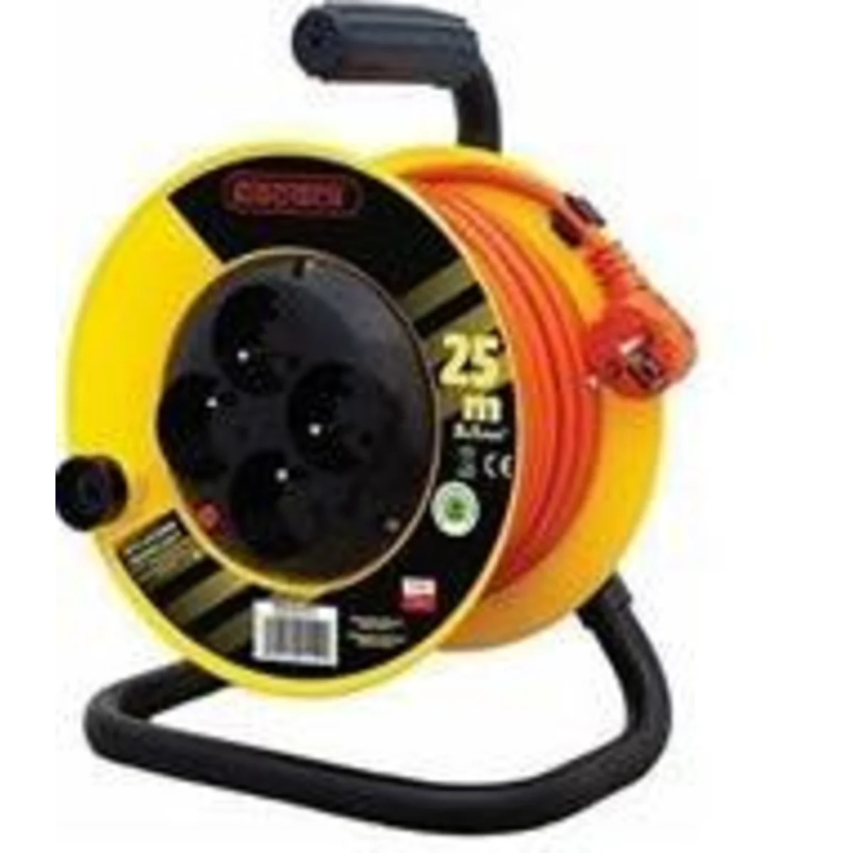 Przedłużacz zwijany na bębnie 4x2P+Z pomarańczowy PVC 3x1,5mm² - 10m MAX.3600W z zabezpieczeniem termicznym, mały bęben PZB1-40-10Y PZB1-40-10Y - obrazek 1