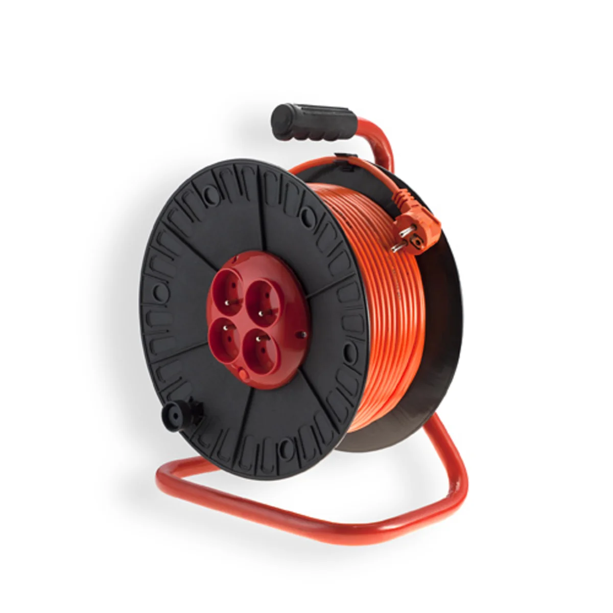 Przedłużacz zwijany na bębnie 4x2P+Z pomarańczowy PVC 3x1,5mm² - 20m MAX.3600W z zabezpieczeniem termicznym, mały bęben PZB1-40-20Y PZB1-40-20Y - obrazek 1
