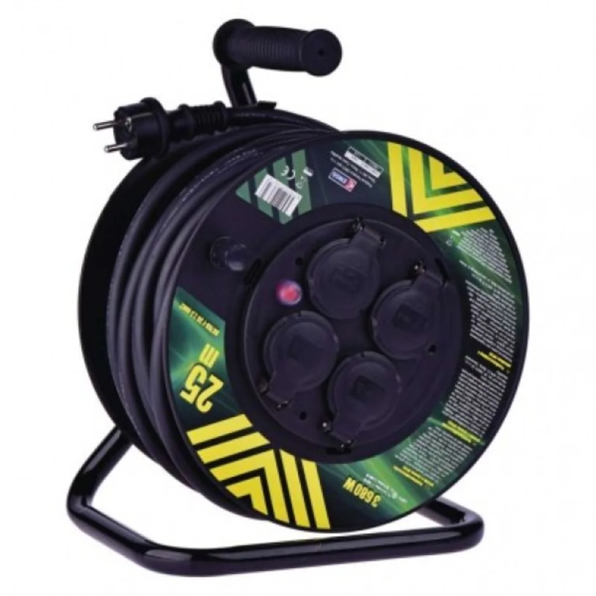 Przedłużacz zwijany ogrodowy 25 m / 4 gn / czarny / guma-neopren / 230V / 2,5 mm2 P084253 - obrazek 1