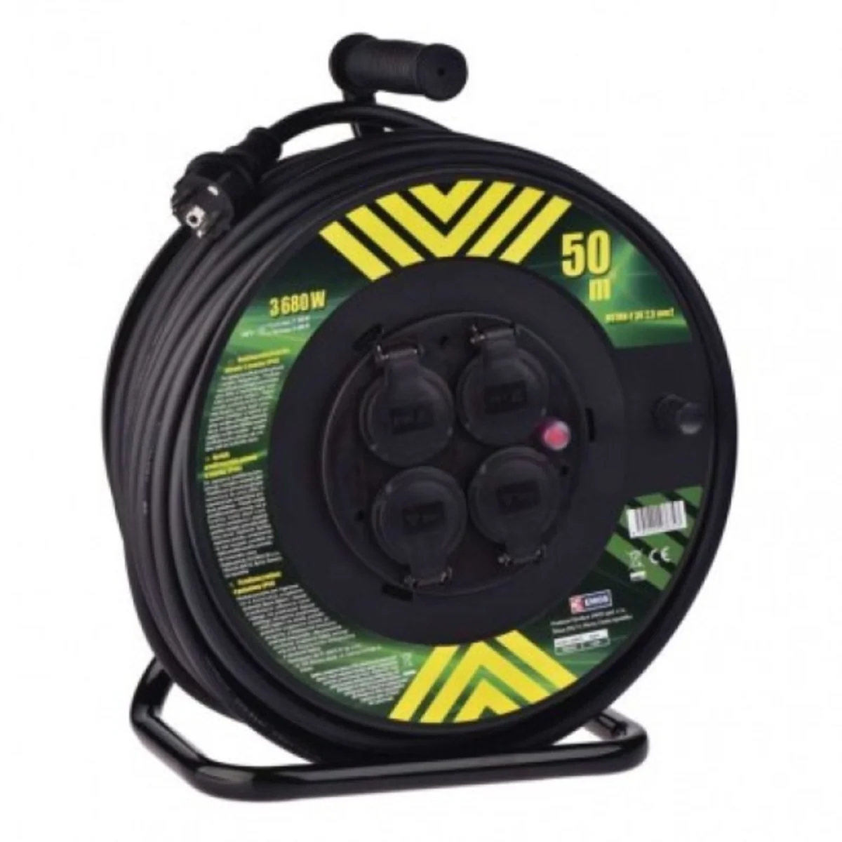 Przedłużacz zwijany ogrodowy 50 m / 4 gn / czarny / guma-neopren / 230V / 2,5 mm2 P084503 - obrazek 1