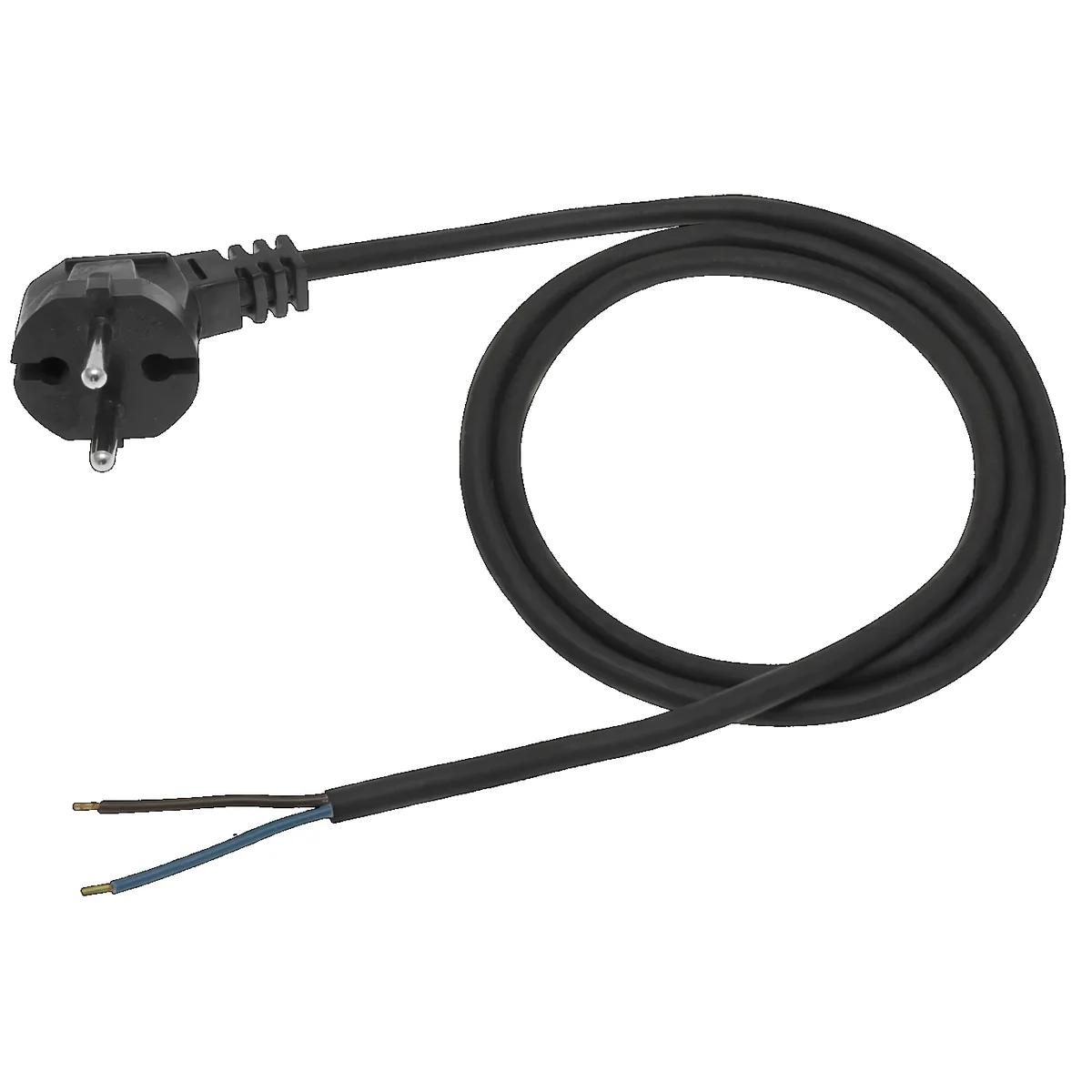 Przewód przyłączeniowy gumowy z zalewaną wtyczką kątową czarny 250V~/16A H05RR-F 2x1,5mm² - 1,5m PZ1,5-1,5-G PZ1,5-1,5-G - obrazek 1