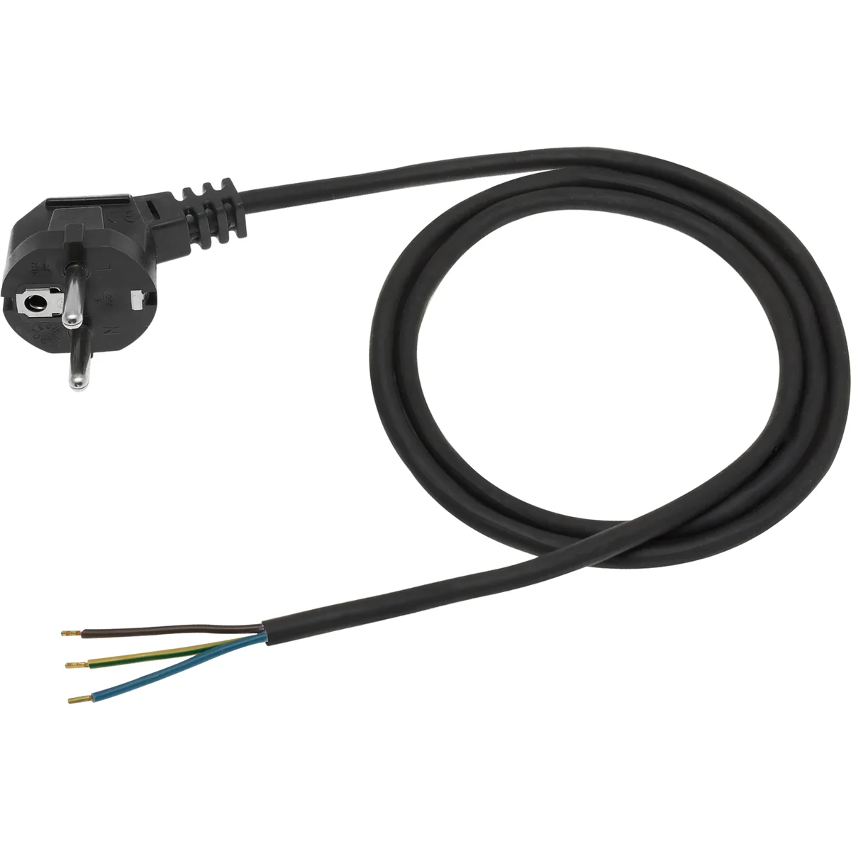 Przewód przyłączeniowy gumowy z zalewaną wtyczką kątową UNISCHUKO czarny 250V~/16A H05RR-F 3x1,5mm² - 10m PZ1,5-010-G PZ1,5-010-G - obrazek 1